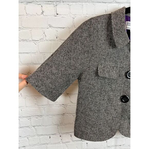 JESSICA HOWARD gray 1/2 sleeve button collared jacket blazer size 4 Petite - Picture 5 of 8